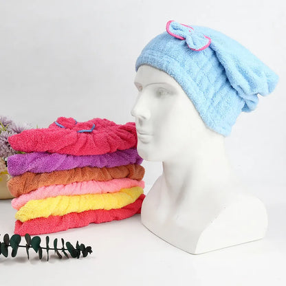 Soft Microfiber Flower Cap Towel for Women (Random Color)