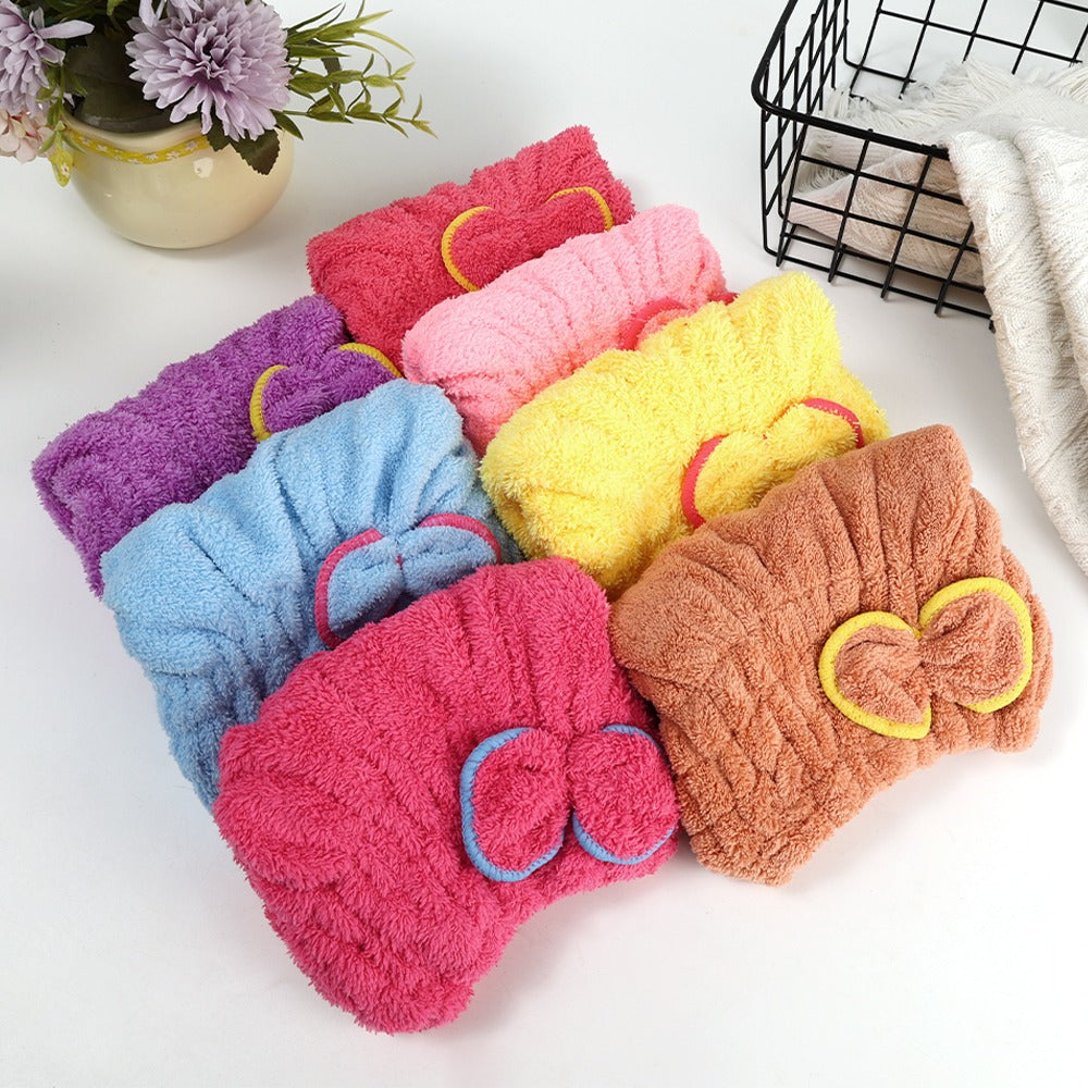 Soft Microfiber Flower Cap Towel for Women (Random Color)