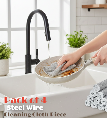 Pack of 4 Kitchen Steel Mesh Wire DishWasher Cleaning Cloth –