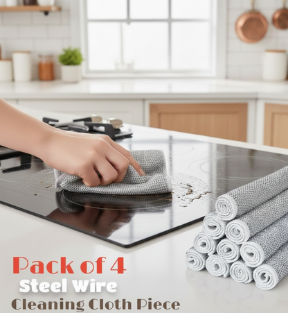 Pack of 4 Kitchen Steel Mesh Wire DishWasher Cleaning Cloth –